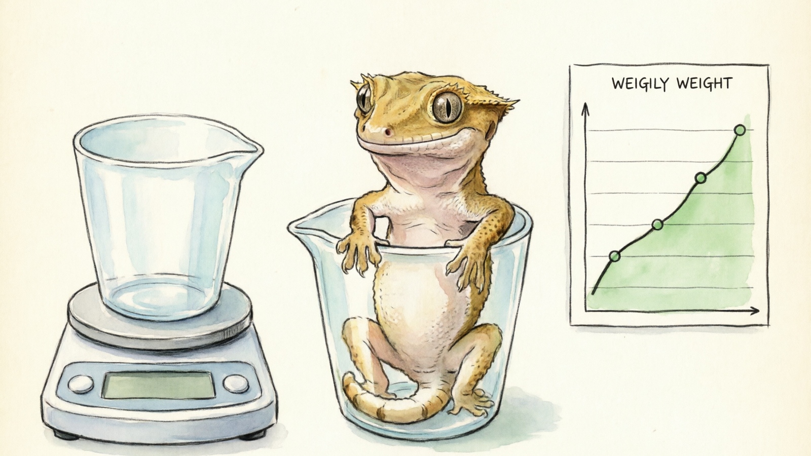 Weight monitoring setup for crested geckos at home
