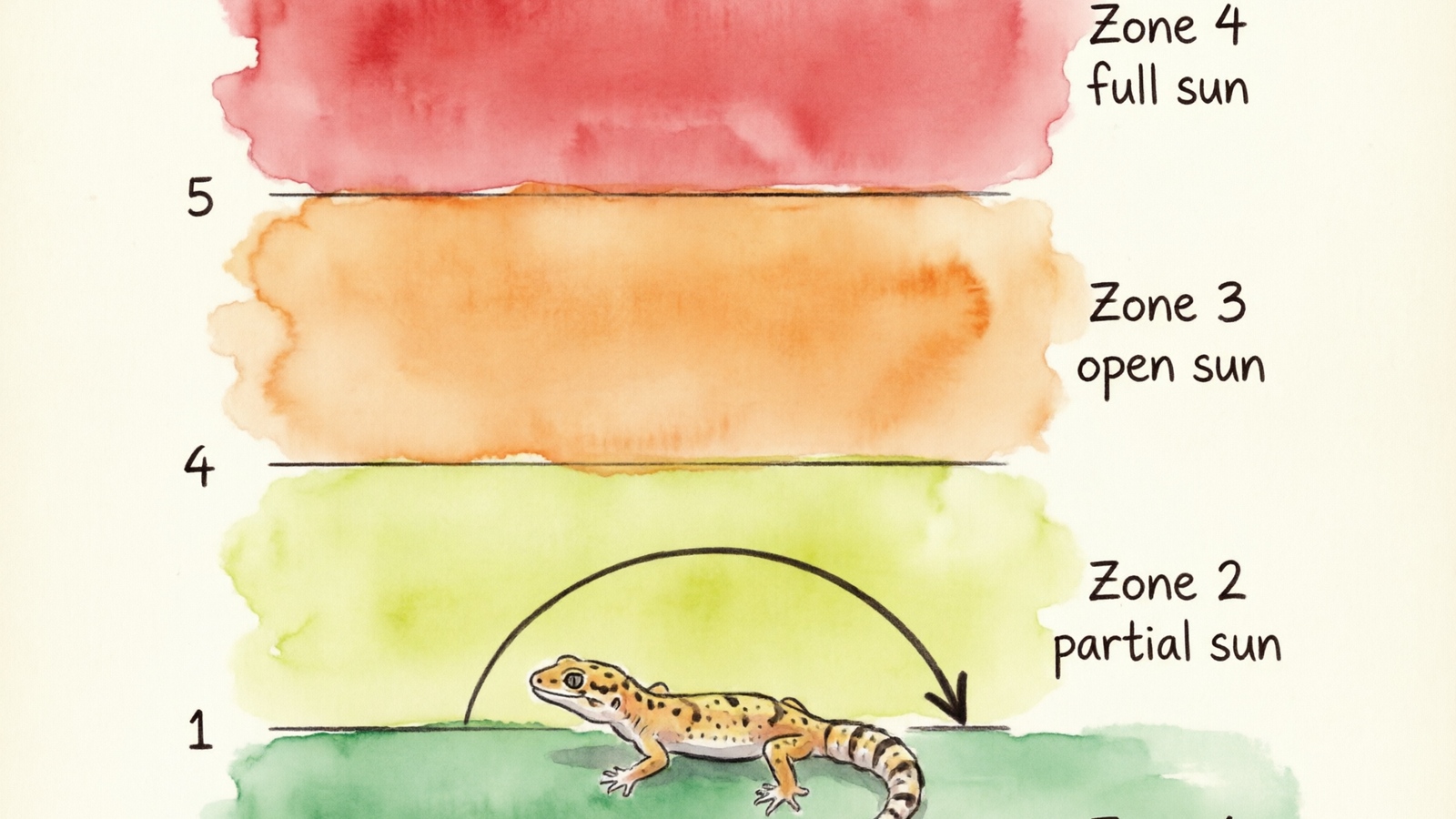 UVB Ferguson Zone classification showing UV intensity levels for leopard geckos
