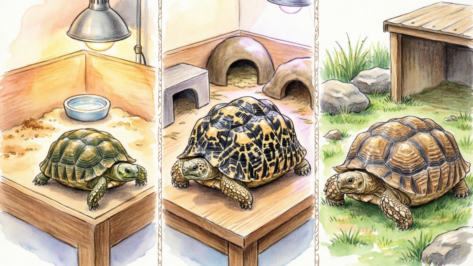 Tortoise enclosure species size comparison guide