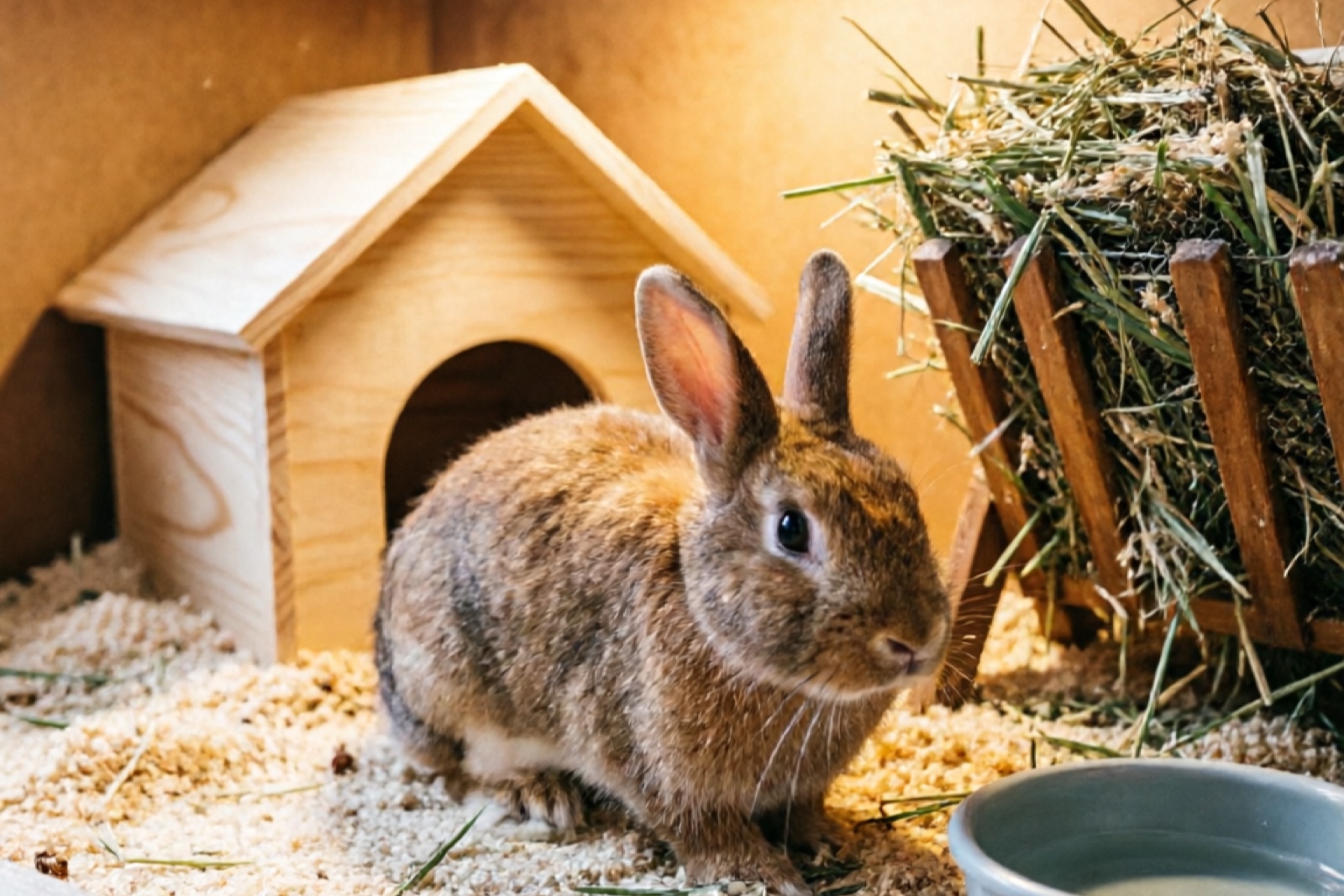 Indoor enclosure setup for Dutch rabbits