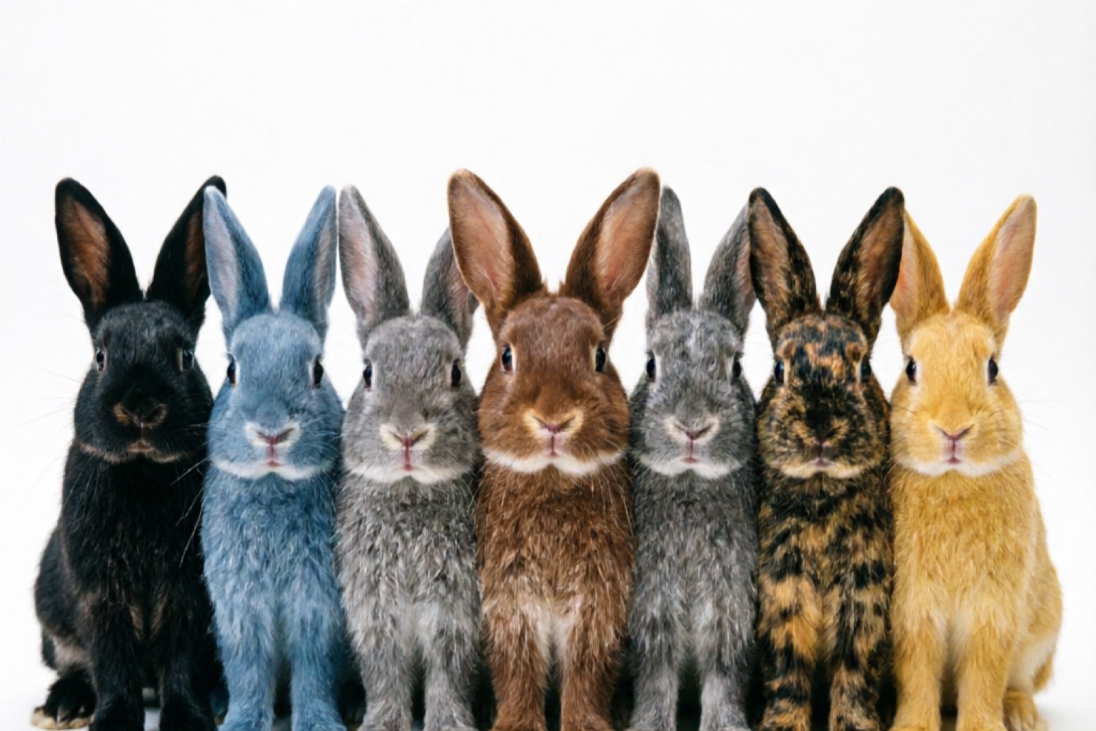Seven ARBA-recognized Dutch rabbit colors