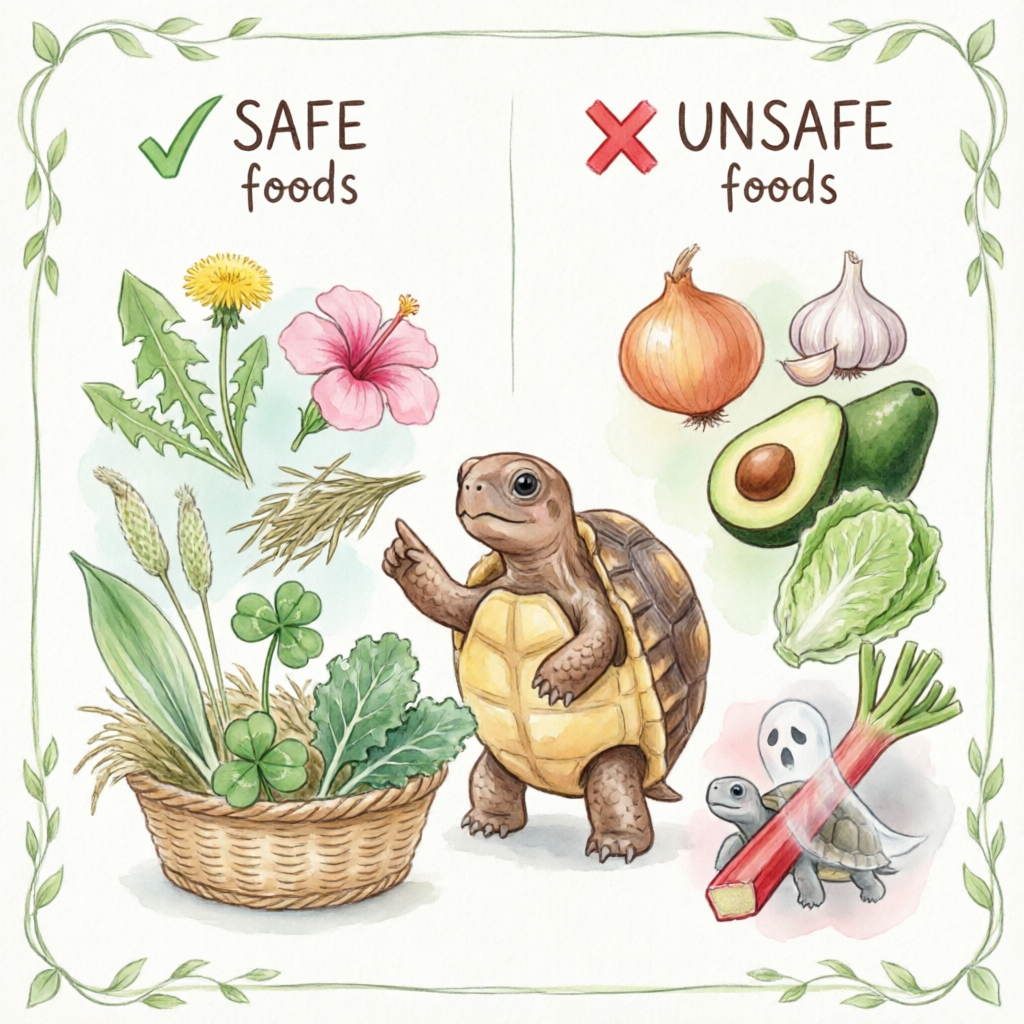 Safe and unsafe foods guide for pet tortoises