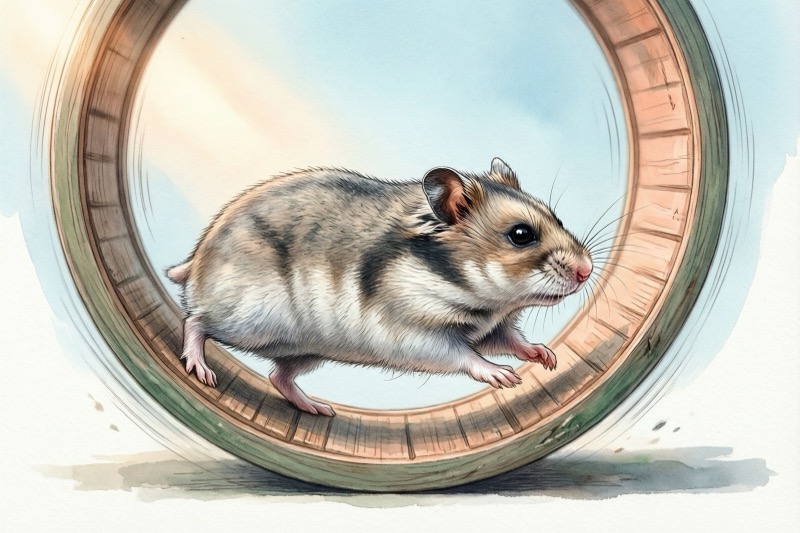 Hamster wheel size comparison chart showing different wheel diameters for Syrian and dwarf hamsters